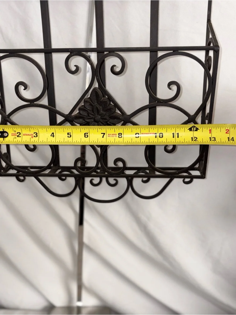 Vintage Decorative Black Metal Wall Basket - Scroll Design